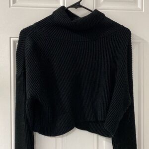 Wallflower Black Ribbed Cowl Neck Sweater